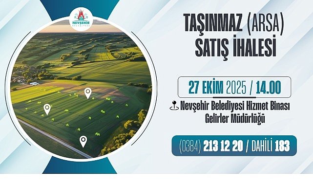 Nevşehir’de 2 Belediye Taşınmazı İhale ile Satılacak
