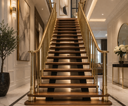 Pirinç Merdiven Korkuluk, Şıklık, Dayanıklılık ve Zamansız Tasarımın Buluşma Noktası